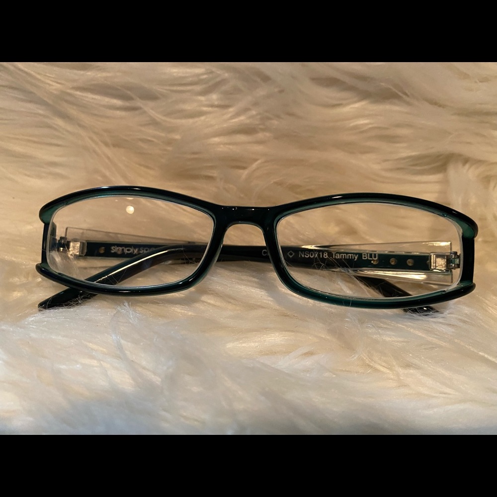 1.50 Reading Glasses Simply Specs Green Handle and White Bling Rhinstones